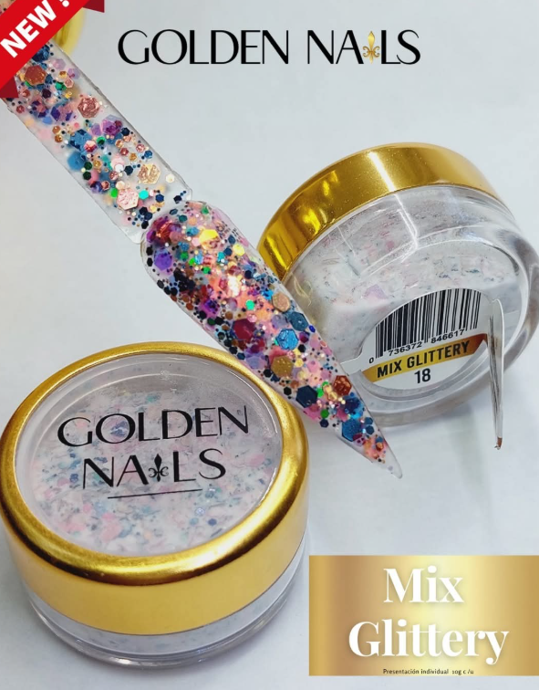 MIX GLITTERY #18 GOLDEN NAILS